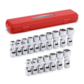 CASOMAN 17PCS 3/8 Drive Universal Flex Socket Set | Metric & SAE, Swivel Head