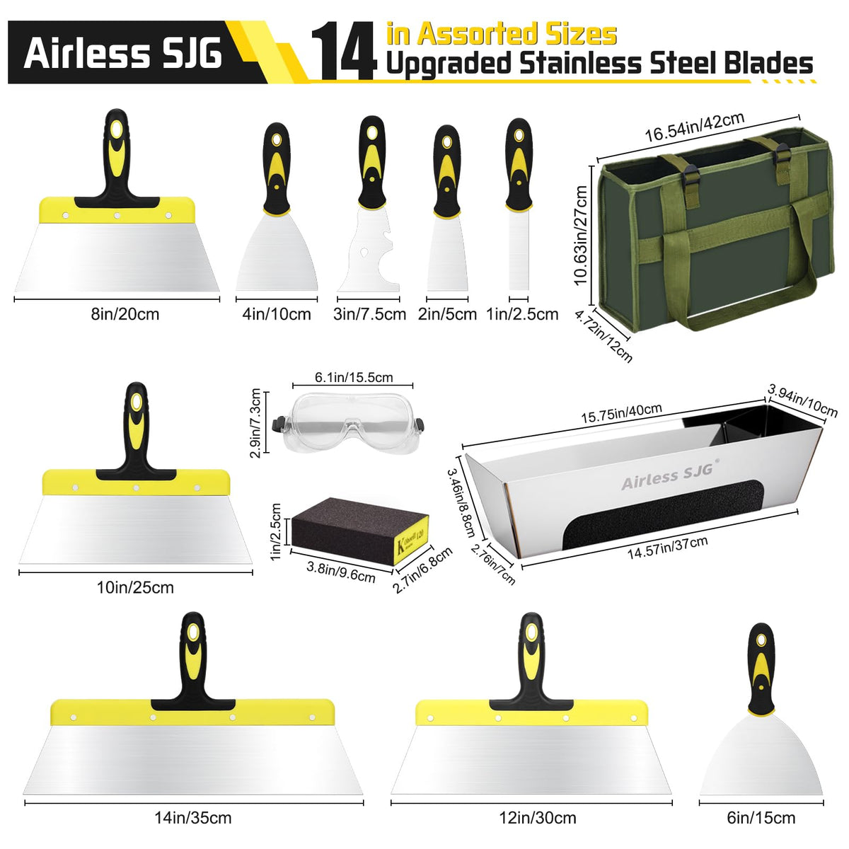 Airless SJG putty knife 3in for versatile drywall repairs and even application