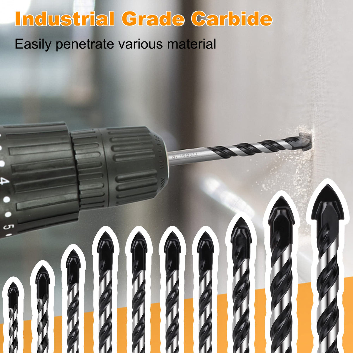 TITGGI extension masonry drill bits closeup highlights industrial carbide tip performance.