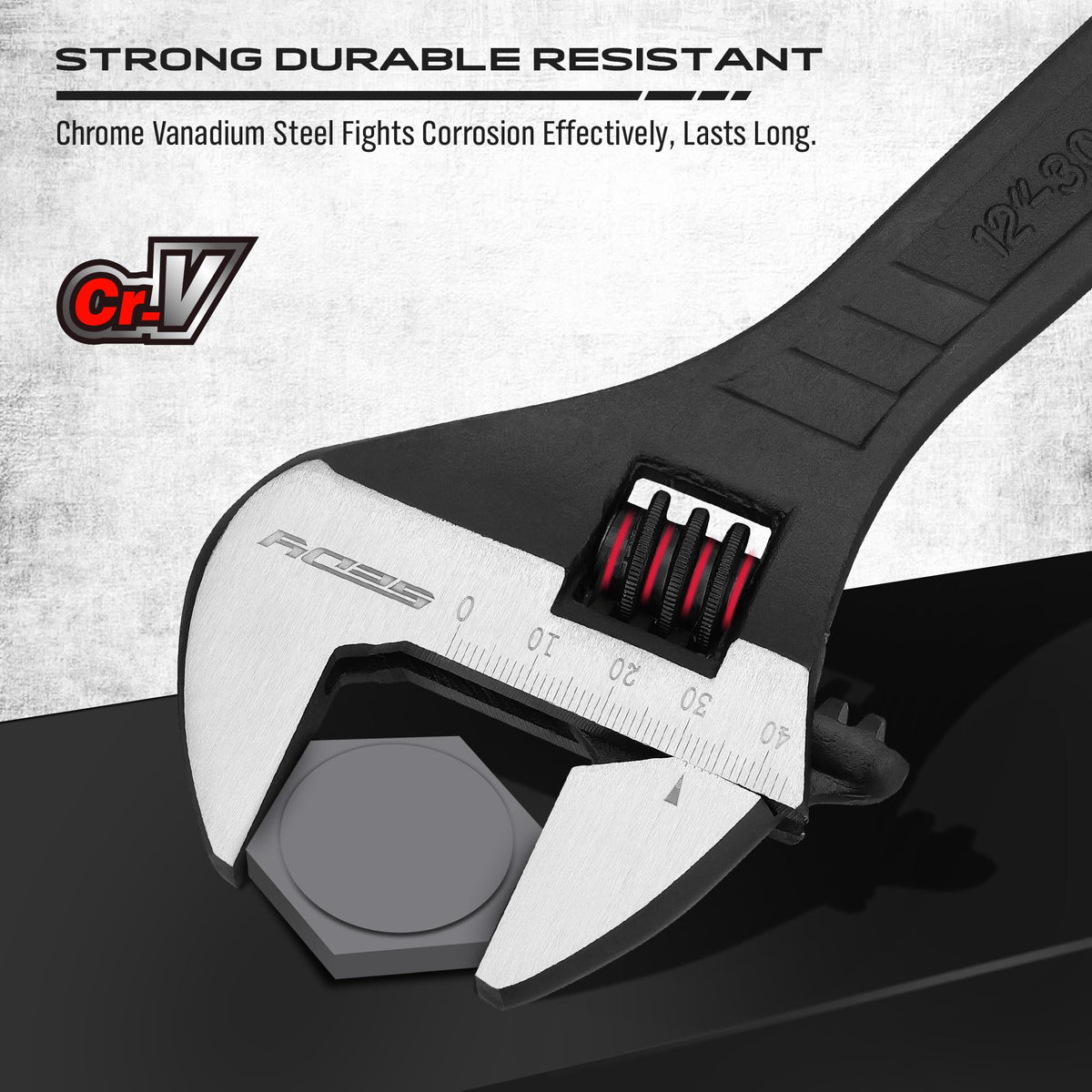 SEDY adjustable wrench set 8-inch close-up highlights durable steel and accuracy.