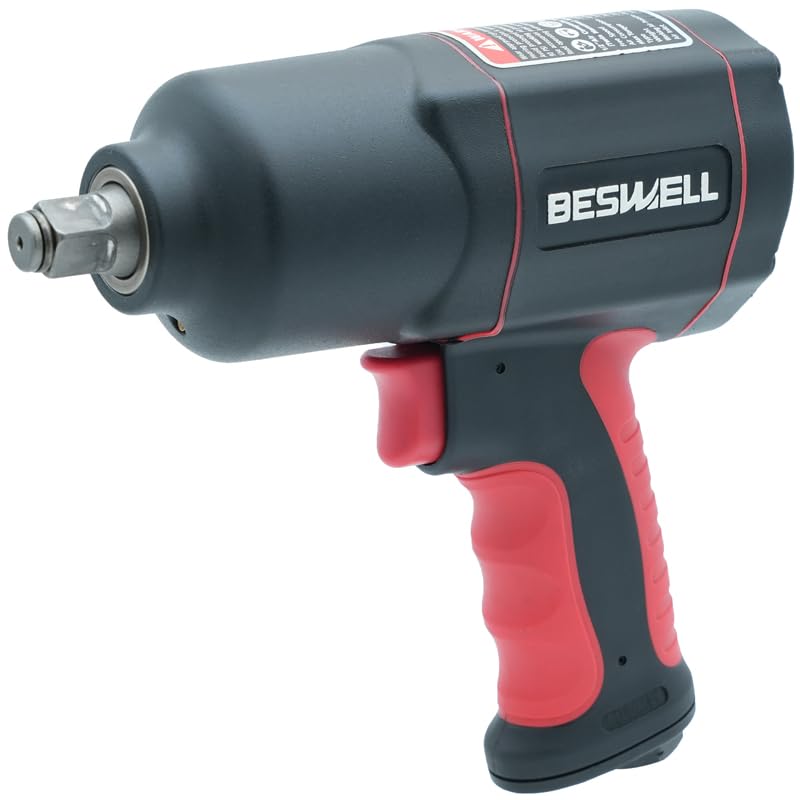 BESWELL AKP-01N 1/2-Inch Air Impact Wrench Kit — 1180 ft-lbs Max Torque, 11 SAE + 3 Metric Sockets