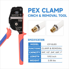 iCRIMP ICP-BJ03 PEX Clamp Tool – One-Handed Cinch & Removal for 3/8–1 in Rings