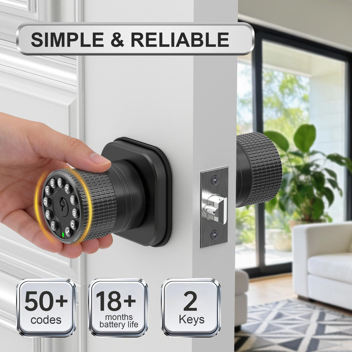 Rayhigher Keyless Entry Knob Lock with Keypad – Auto Lock, Waterproof, Easy Install