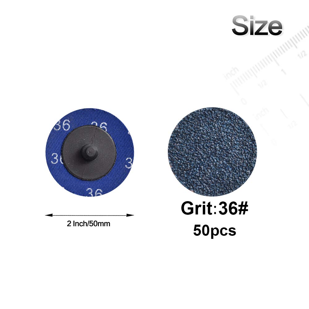 Tshya Quick Change Disc – 2in Zirconia Sanding Discs (50 Pack, P36) for Surface Prep