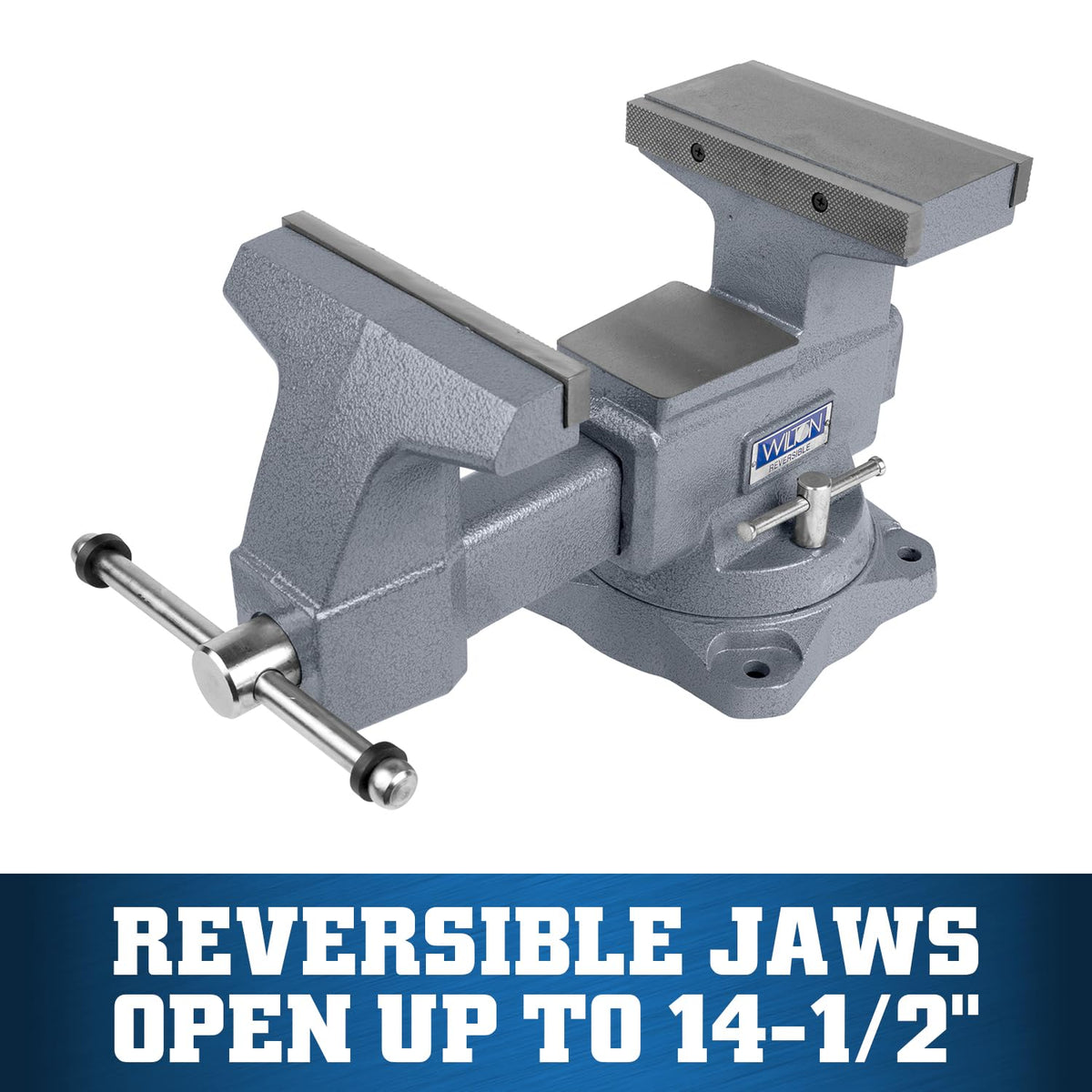 Wilton reversible bench vise normal opening 9-1/4 inches for secure workholding.
