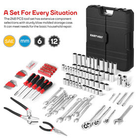 Eastvolt 248-Piece Mechanics Tool Set – Sockets, Ratchets & Wrenches (EVHT24801)
