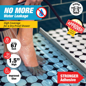 Hippo Dam Shower Threshold Water Dam Barrier 67-inch White – Collapsible Water Guard for Walk-In Showers