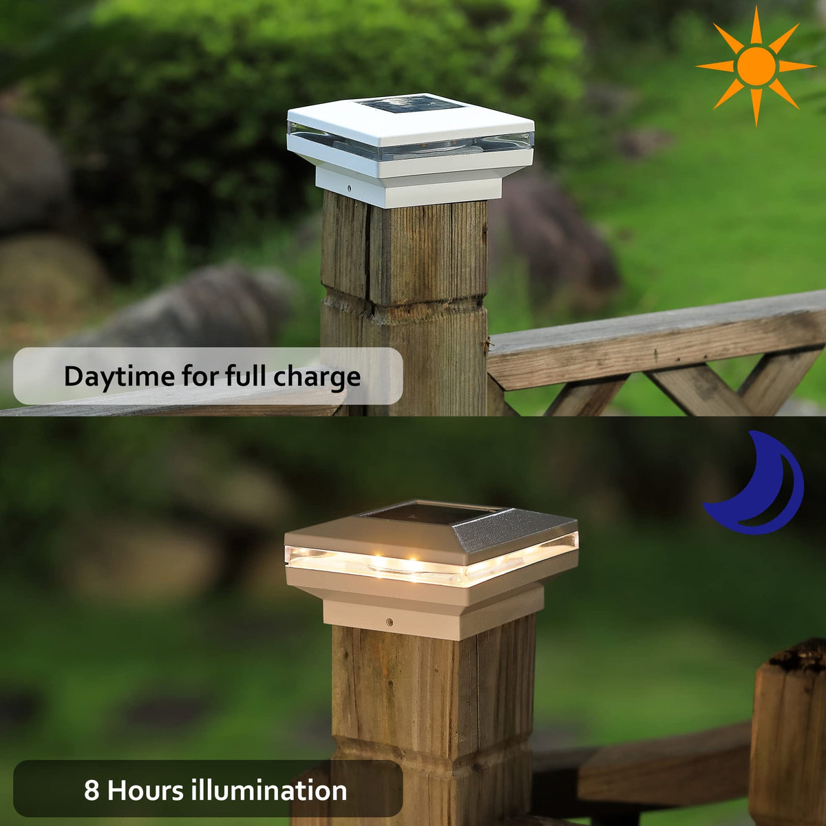 Dynaming 8 Pack Solar Post Lights – Warm White SMD LED for 4x4–6x6 Wood Posts