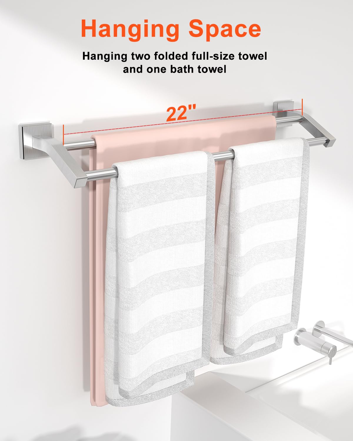 Alise Bath Double Towel Bars – Wall Mount, Brushed Nickel, 24-Inch