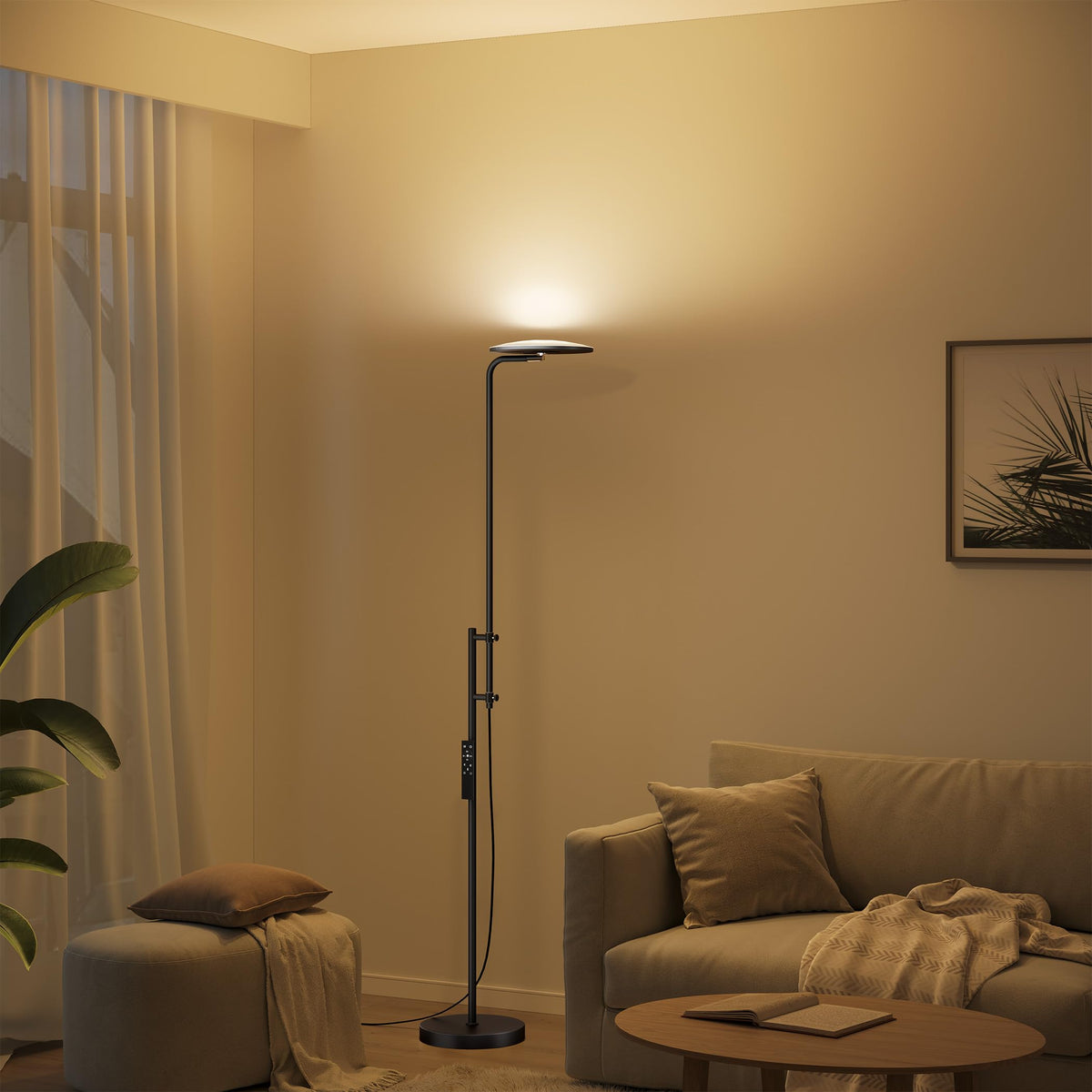 SUNMORY lamp head rotates 350° for precise task or ambient lighting.
