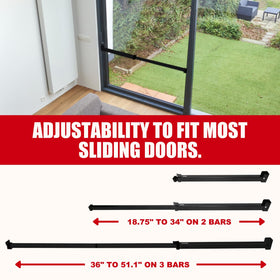 SECURITYMAN Sliding Door Security Bar – Adjustable Anti-Lift Lock (18.75-51.1) Black