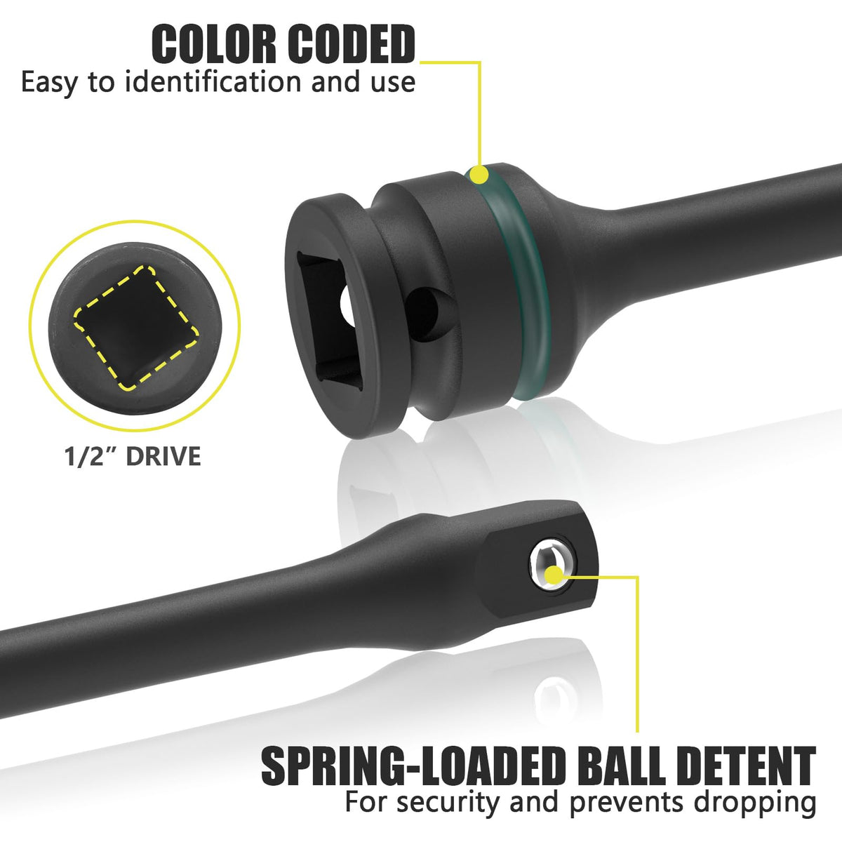 ARUCMIN 1/2 Drive Torque Limiting Extension Bar Set – 10-Piece Lug Nut Torque Sticks 65-150 ft-lbs