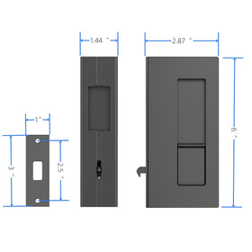 WOFADA pocket door lock mortise installation close-up showing durable stainless steel