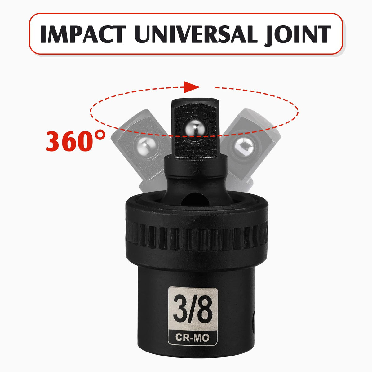 MIXPOWER 3/8 Drive Deep Impact Socket Set – 49 Pc SAE & Metric, 6-Point, CR-V Steel
