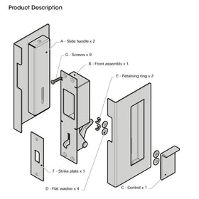 WOFADA pocket door hardware kit with 1:1 template and screws for quick install