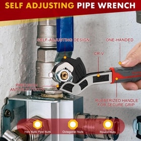 THEshyop 4 Pcs Self-Locking Pipe Wrench Tool – 6–8–10–12 Inch Set | Chrome Vanadium Alloy, Non-Slip Handle, Universal Adjustable Wrench