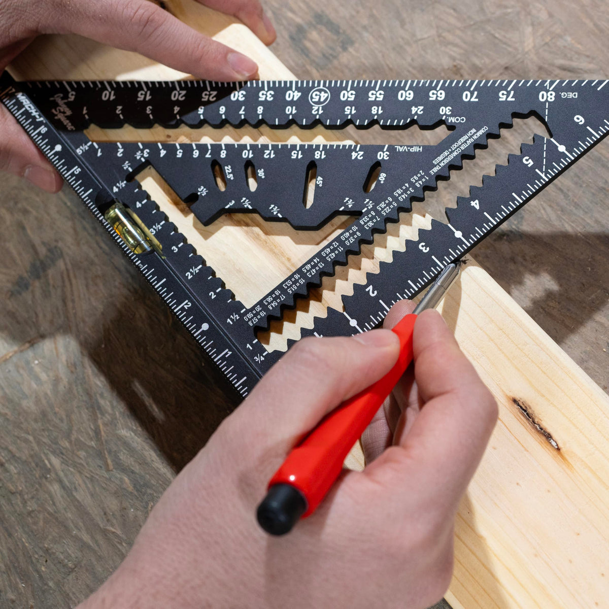 Johnson Johnny Square MACH-1 1/16 inch graduations enable precise measurements.