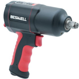 BESWELL AKP-01N 1/2-Inch Air Impact Wrench Kit — 1180 ft-lbs Max Torque, 11 SAE + 3 Metric Sockets