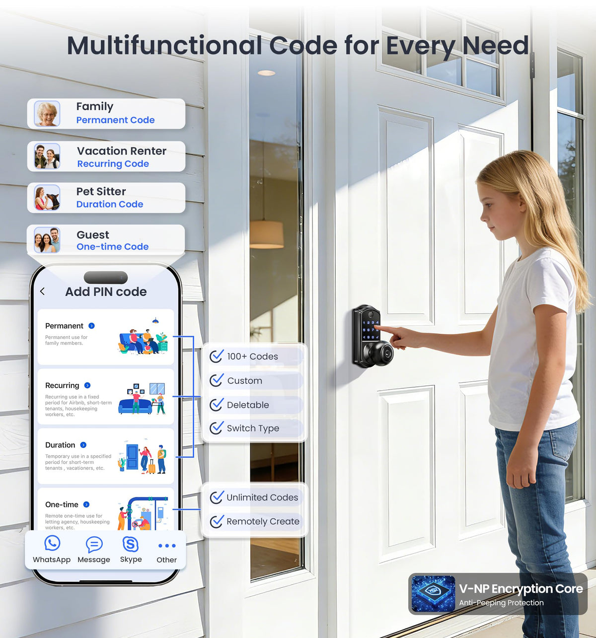 Veise VE018 Smart Knob Lock – Fingerprint, App Control & Keyless Entry (IP55)