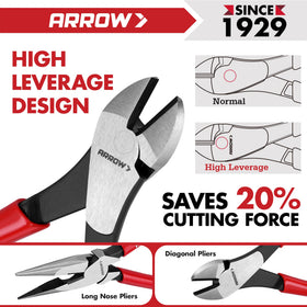 Arrow Fastener 5-Piece Pliers Set with Roll Bag: 6-inch Slip Joint, 7-inch Diagonal, 8-inch Needle Nose, 8- & 10-inch Groove Joint