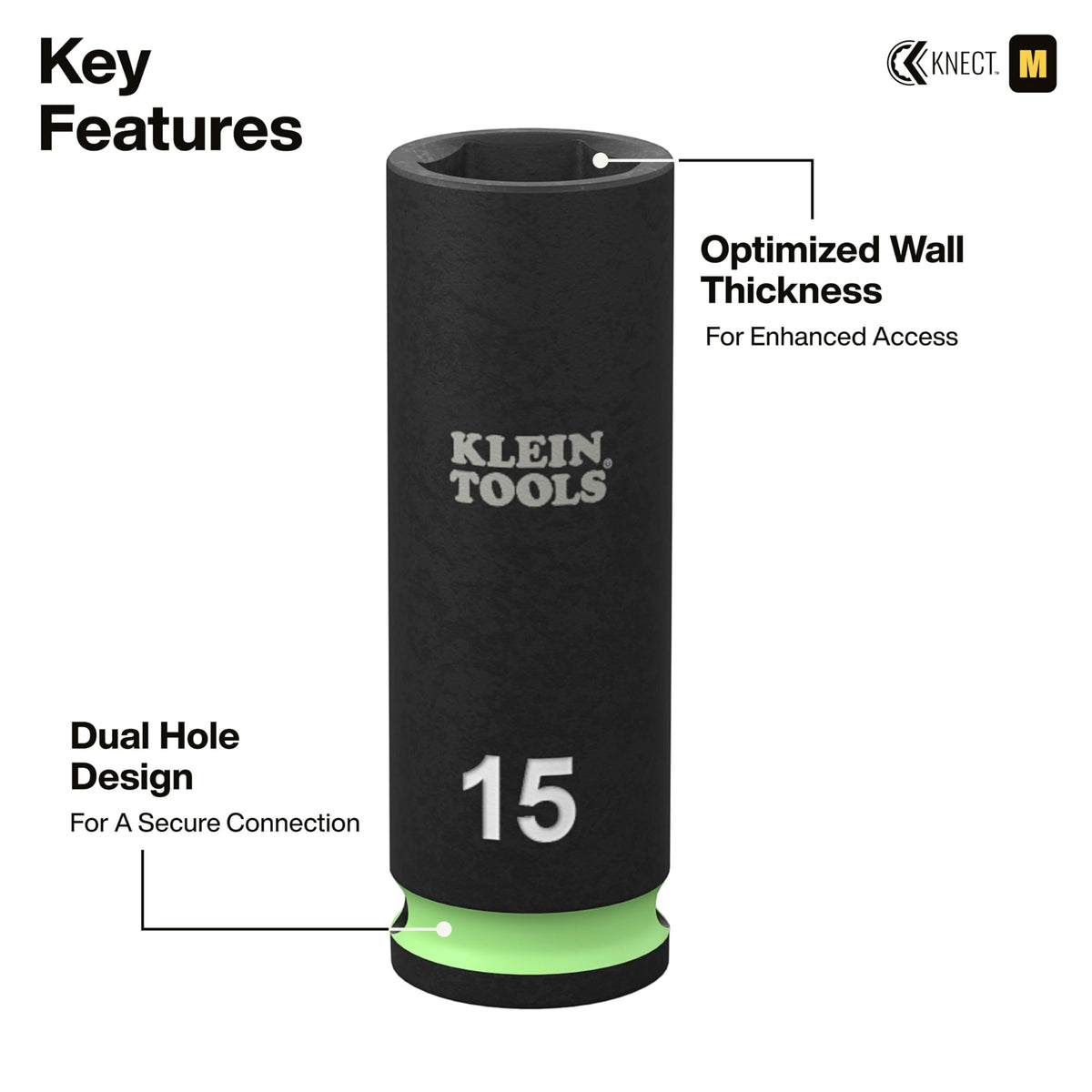 Klein Tools 65148HD KNECT 3-inch adapter for extended reach.