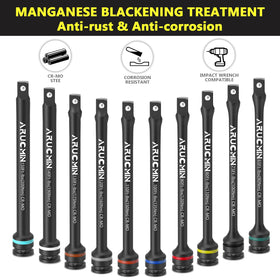 ARUCMIN 1/2 Drive Torque Limiting Extension Bar Set – 10-Piece Lug Nut Torque Sticks 65-150 ft-lbs