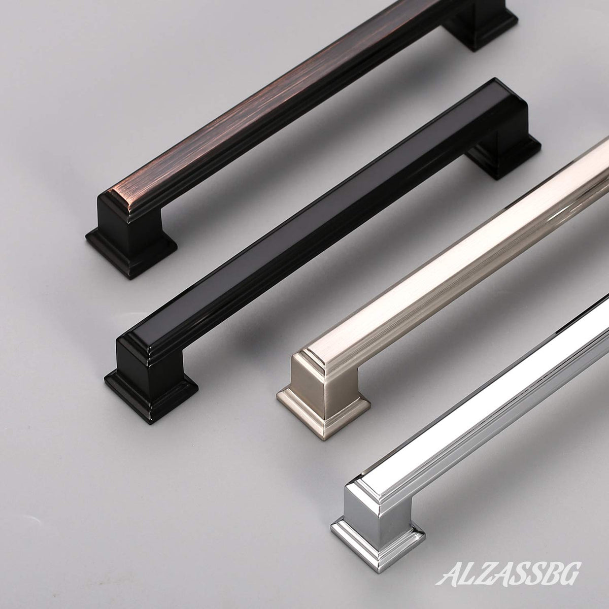 Alzassbg 10 Pack Brushed Satin Nickel Cabinet Pulls - 5 Inch Hole Center AL3071SN