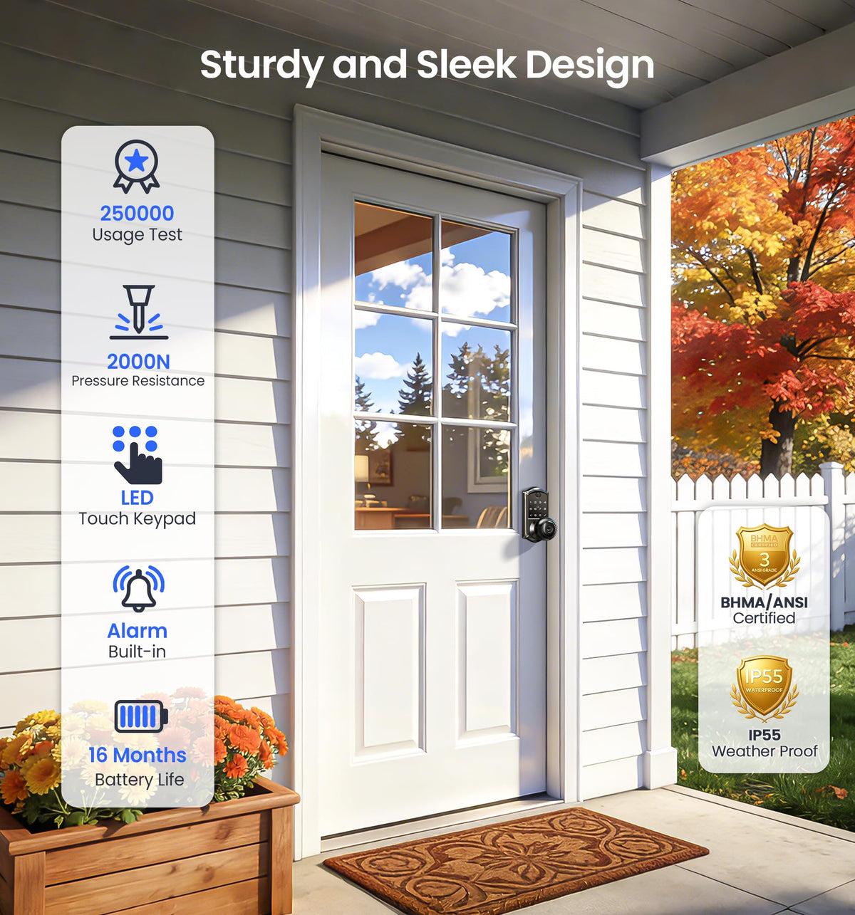 Veise VE018 Smart Knob Lock – Fingerprint, App Control & Keyless Entry (IP55)