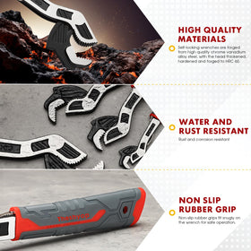 THEshyop 4 Pcs Self-Locking Pipe Wrench Tool – 6–8–10–12 Inch Set | Chrome Vanadium Alloy, Non-Slip Handle, Universal Adjustable Wrench