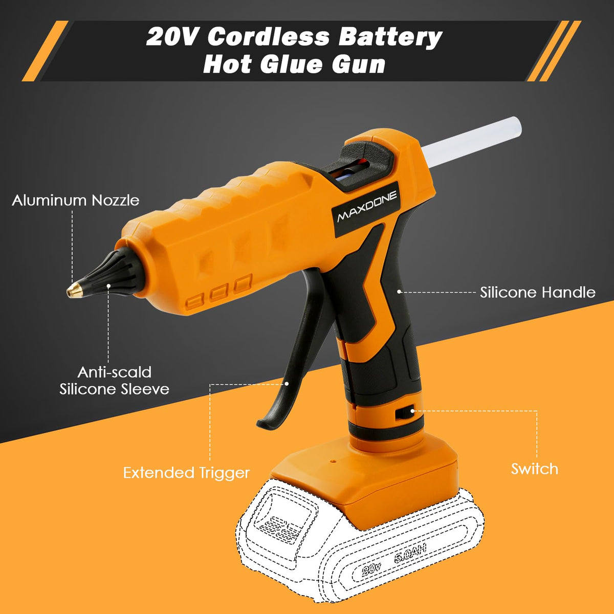 MAXDONE no-leak nozzle design reduces glue spills during projects