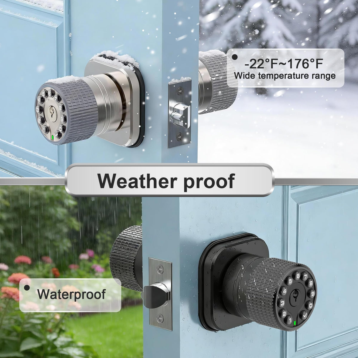 Rayhigher Keyless Entry Knob Lock with Keypad – Auto Lock, Waterproof, Easy Install
