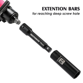 MIXPOWER 3/8 Drive Deep Impact Socket Set – 49 Pc SAE & Metric, 6-Point, CR-V Steel