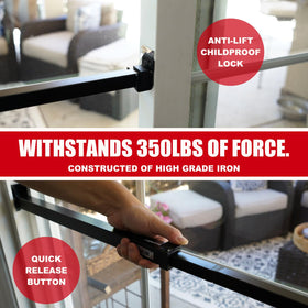 SECURITYMAN Sliding Door Security Bar – Adjustable Anti-Lift Lock (18.75-51.1) Black