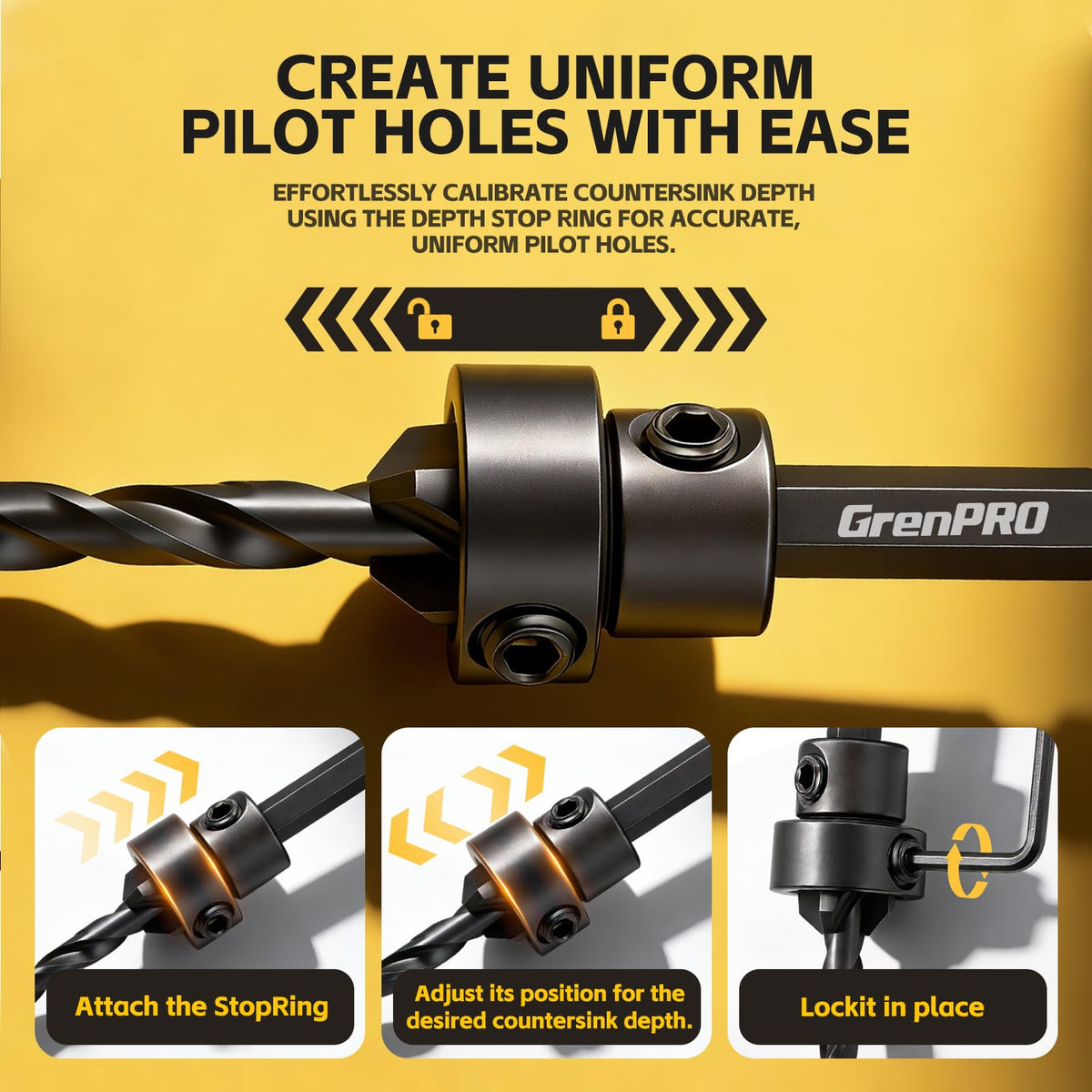 GRENPRO 15-Piece Countersink Drill Bit Set | Nitro HSS, 1/4 in Hex Shank