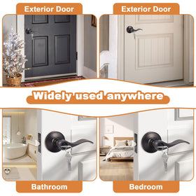 Probrico 2 Pack Entrance Lever Door Handles – Oil Rubbed Bronze, Keyed Alike, Reversible