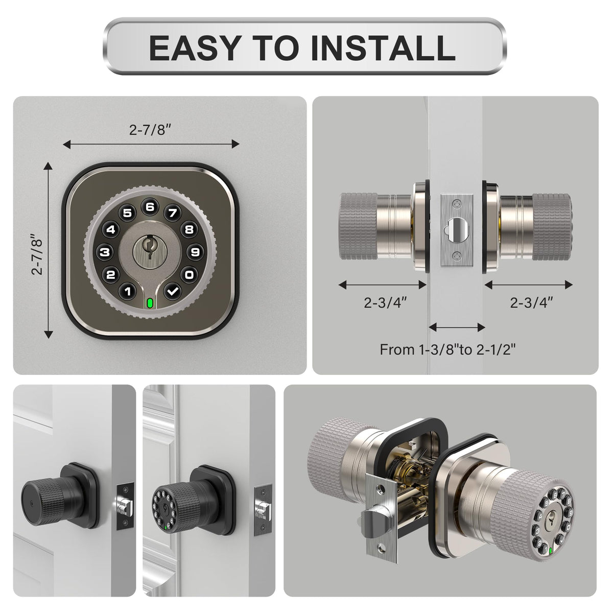 Rayhigher Keyless Entry Knob Lock with Keypad – Auto Lock, Waterproof, Easy Install