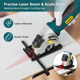 Enventor Mini Circular Saw – 4.8A Corded, Laser Guide, 4000 RPM, 1-1/16-in Depth, 3 Blades