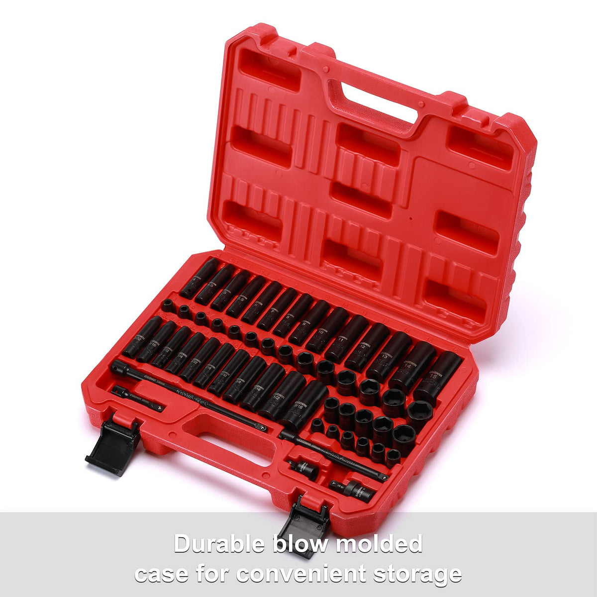 CASOMAN 55PCS 1/4-Inch Drive Impact Socket Set – Deep & Shallow, Metric & SAE, 6-Point Cr-V Steel