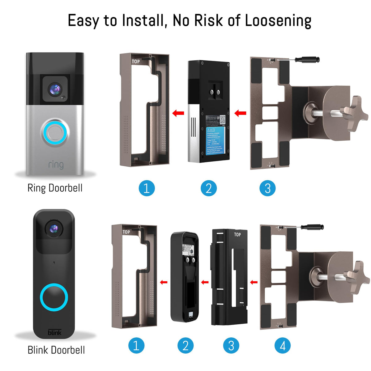 Homalor Anti-Theft Ring Doorbell Mount – No Drill, Renter Friendly, Fits Ring & Blink