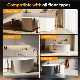 PCQSURE Freestanding Tub Drain Kit – Universal Subfloor, Brass Overflow, 1.5in/2in ABS Adapter