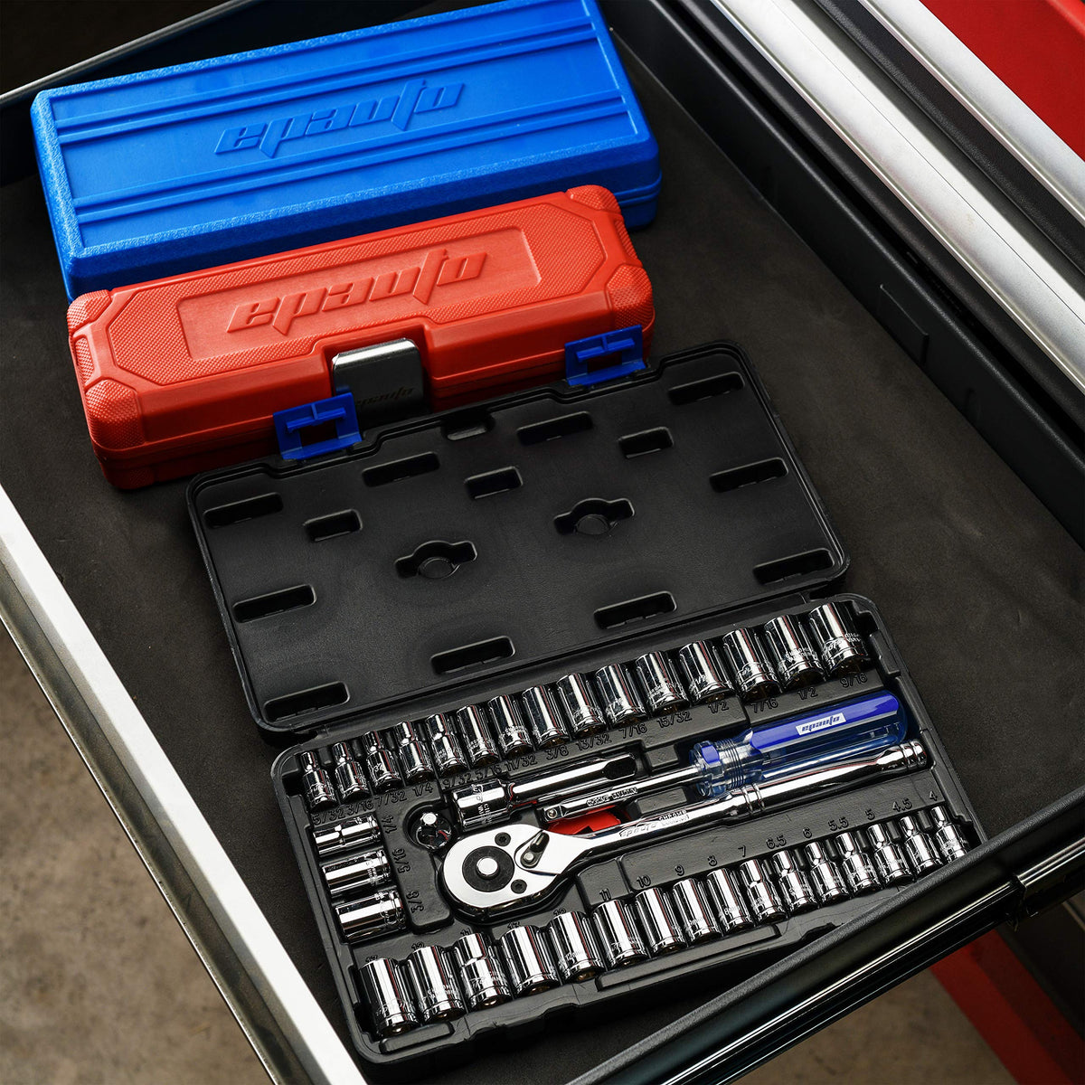 EPAuto 40-Piece Socket Set with 72-Tooth Reversible Ratchet – 1/4