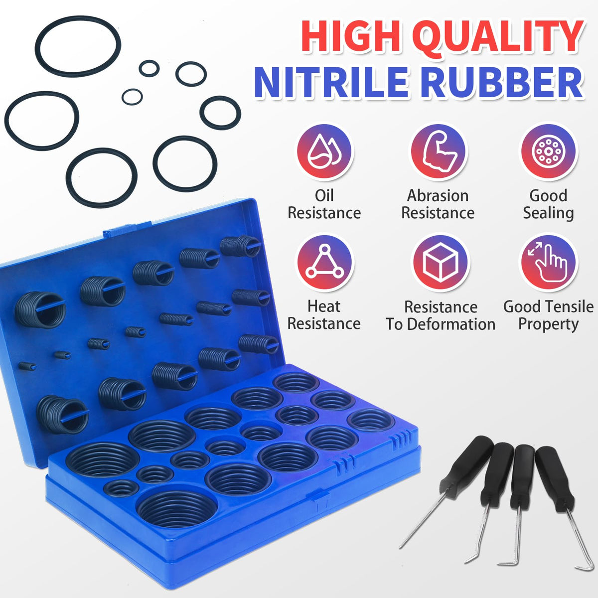 ZDBB 826 Pcs Universal SAE & Metric O-Ring Kit | Automotive, Plumbing, Air & Gas Seals