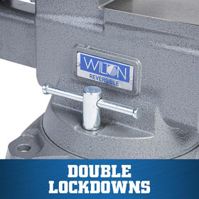 Wilton reversible bench vise replaceable jaws extend tool life and grip.