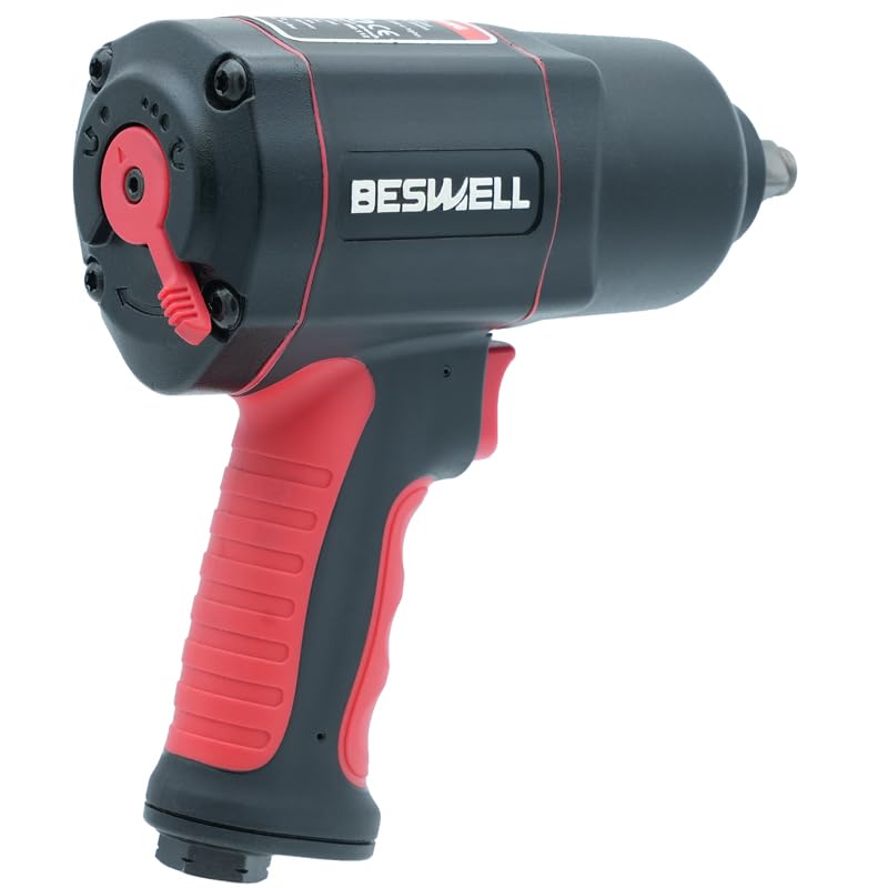 BESWELL AKP-01N 1/2-Inch Air Impact Wrench Kit — 1180 ft-lbs Max Torque, 11 SAE + 3 Metric Sockets