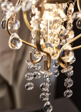 Surpars House Elegant Mini Chandelier Plug-In Crystal Pendant Light Golden