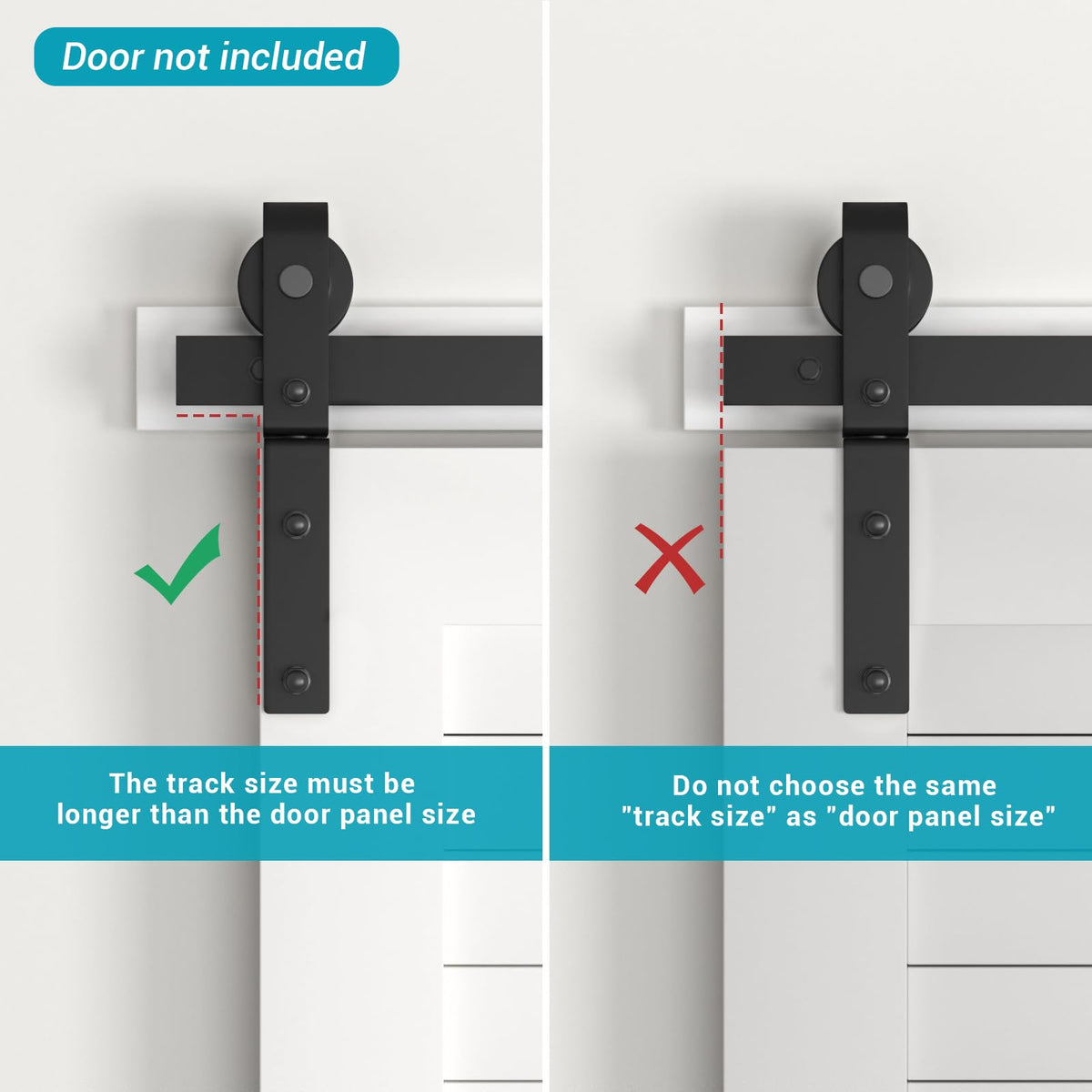 BONIKLUBA 36-Inch Bi-Folding Sliding Barn Door Hardware Kit – Smooth, Quiet, Side-M Mounted Black Rollers (Door Not Included)