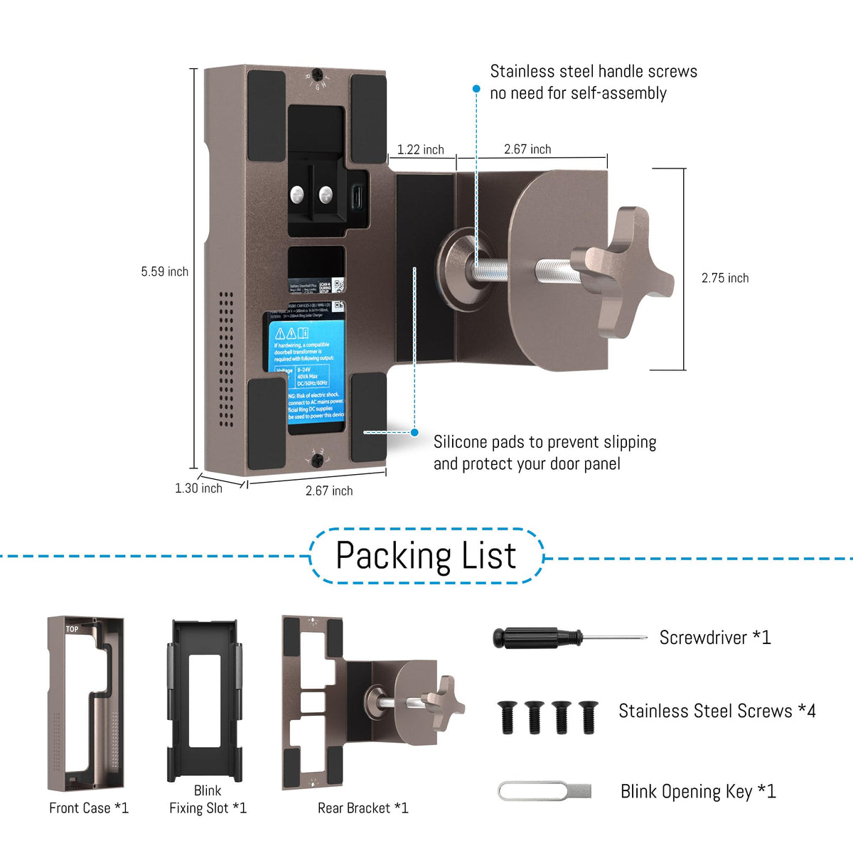 Homalor Anti-Theft Ring Doorbell Mount – No Drill, Renter Friendly, Fits Ring & Blink