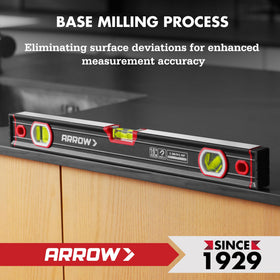 ARROW 16-Inch Magnetic Torpedo Level – 45°/90°/180° Bubbles, Aluminum Body | Arrow Fastener