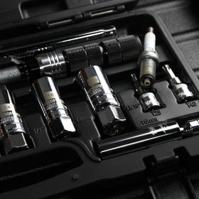 AEROFORCE 14PC 3/8 Drive Spark Plug Socket Set with Torque Wrench – Swivel Magnetic, CR-V Steel
