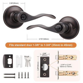 Probrico 2 Pack Entrance Lever Door Handles – Oil Rubbed Bronze, Keyed Alike, Reversible